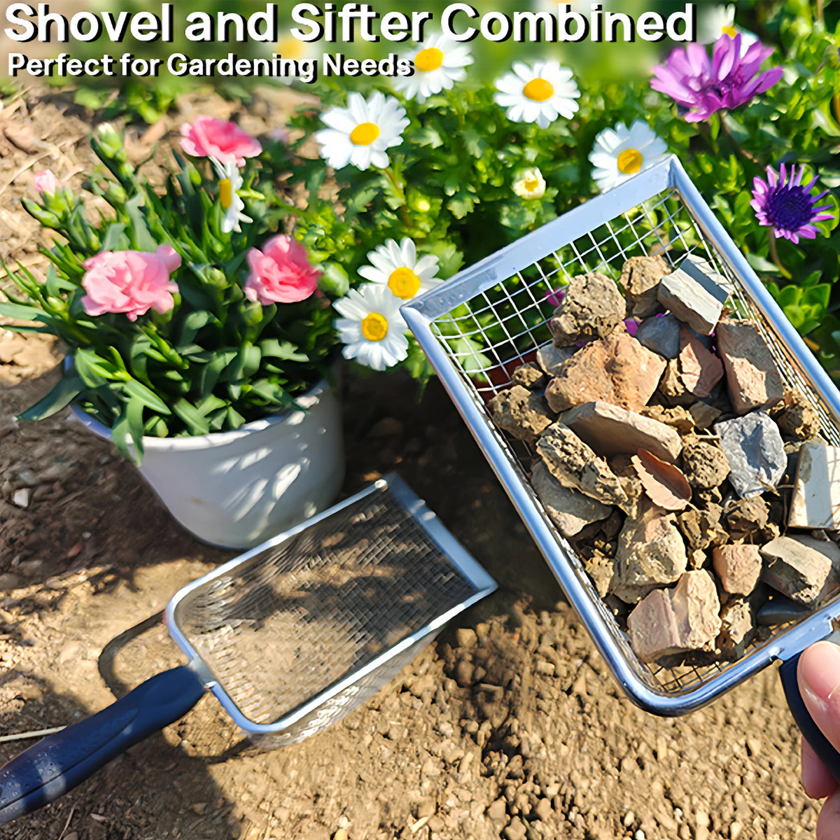 Stainless Steel Filter Shovel – Garden, Beach & Cat Litter Filter Sieve Shovel Babs