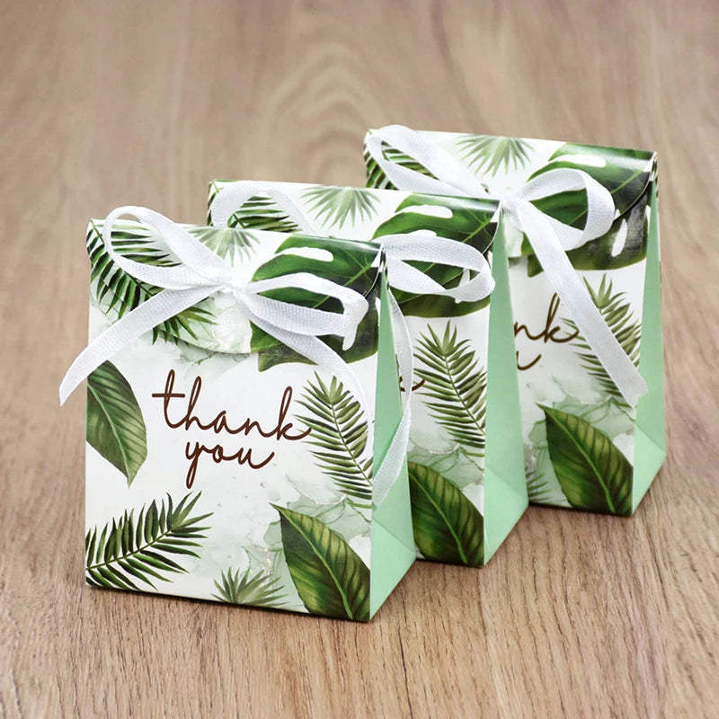 Thank You Candy Gift Boxes – Green Leaf Party Favor Bags Party Favor Gift Boxes Babs