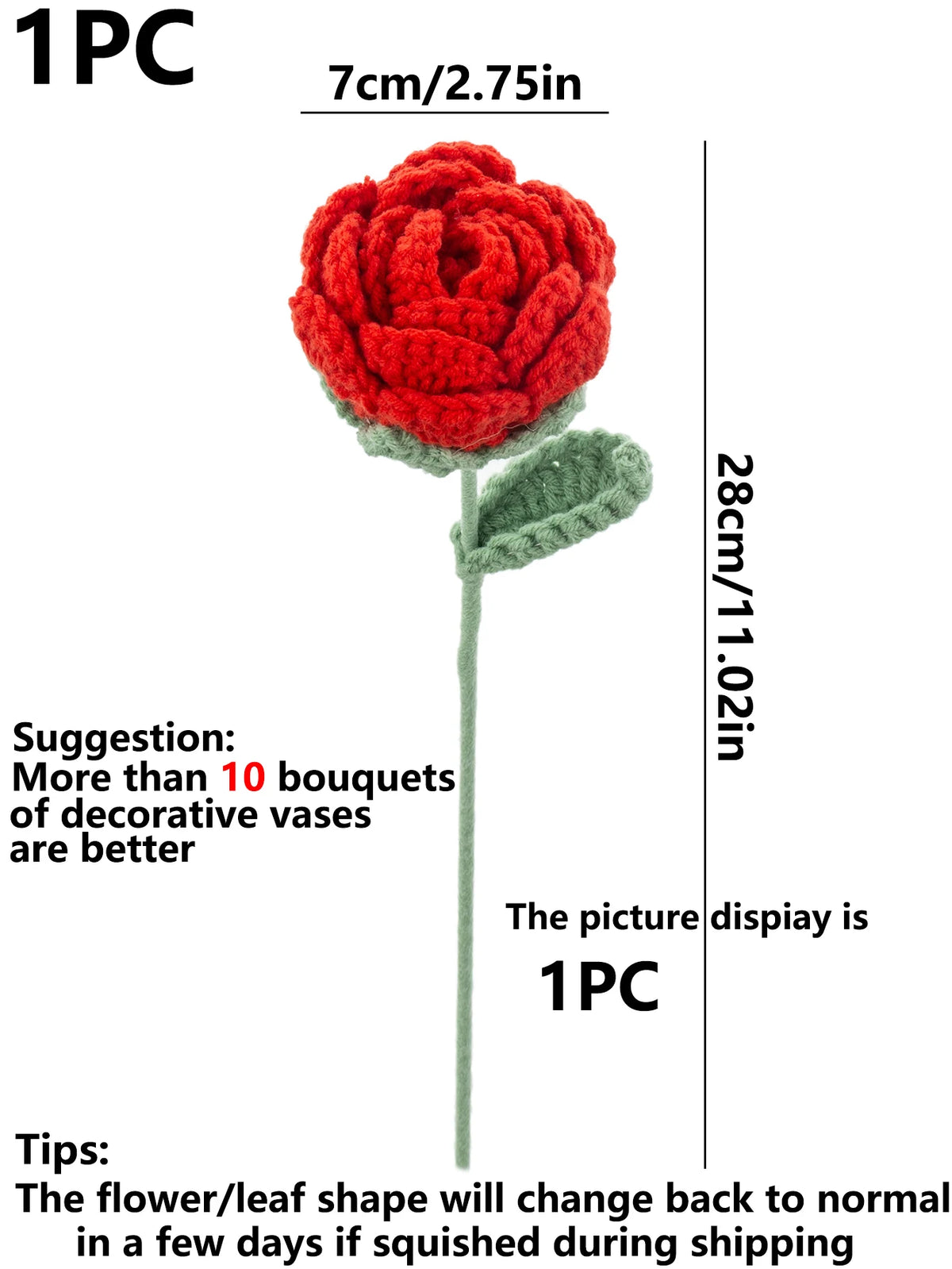 Handmade Crochet Rose Artificial Flowers for Wedding & Home Artificial Flowers Babs