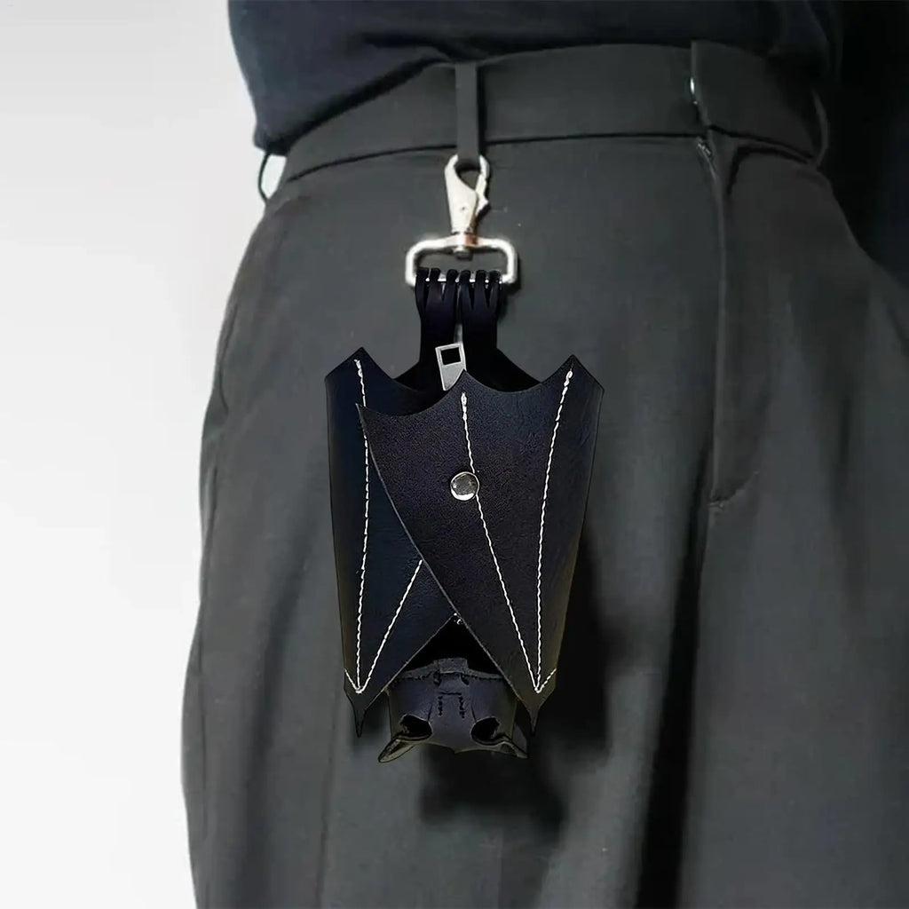 Gothic Bat Coin Purse PU Leather Keychain with Foldable Wings Gothic Coin Purse Babs