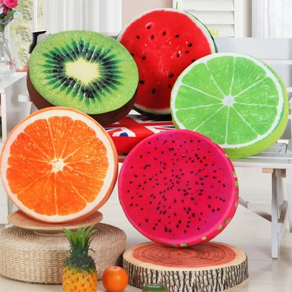 Round Fruit Print Chair Cushion – Soft PU Foam Seat Pad 13" Round Chair Cushion Babs