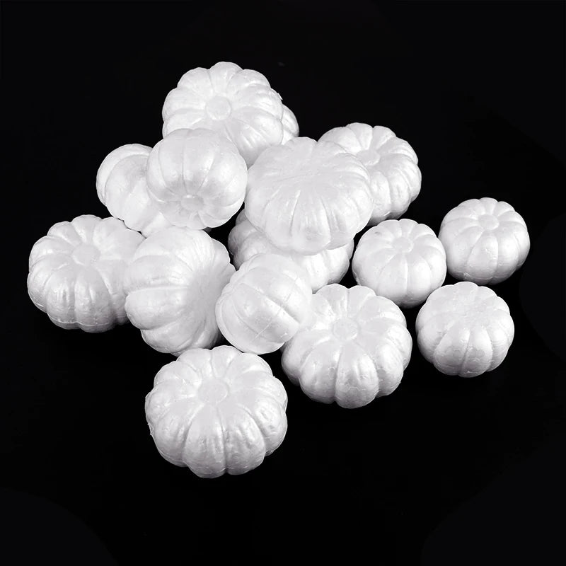 10-Pack White Foam Pumpkins – DIY Halloween Craft Decoration Foam Craft Pumpkins Babs