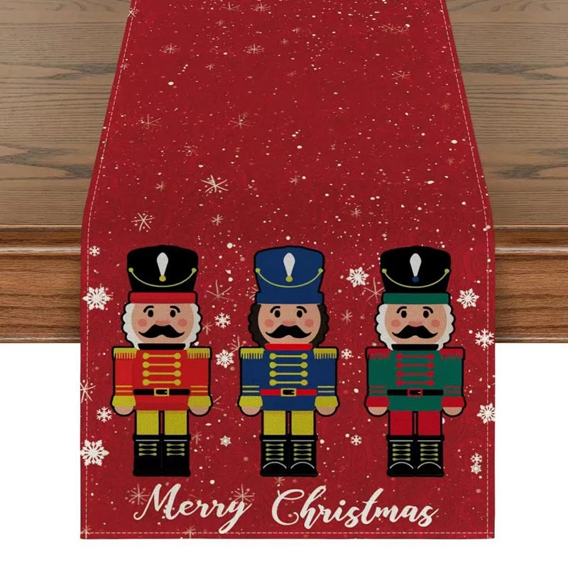 Linen Christmas Table Runner – Snowman & Xmas Tree, 72x13" Christmas Table Runner Babs 11 183x33cm