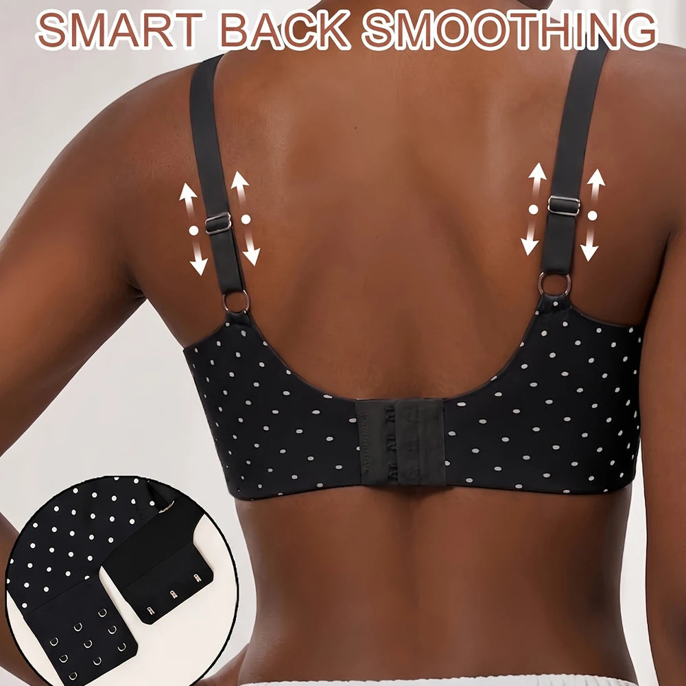 Polka Dot Push Up Wireless Bralette – Deep V Seamless Bra Wireless Bralette Babs