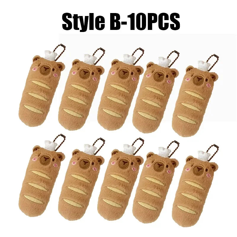 Cute Capybara Plush Keychain – Anime Bread Topper Fluffy Charm Plush Keychain Babs 140331-Style B-10PCS