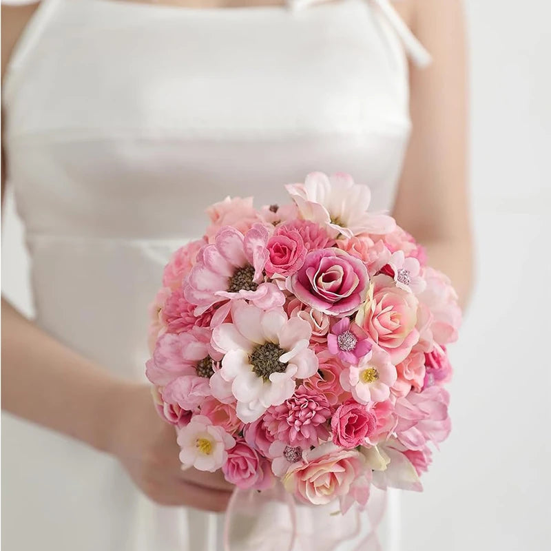 50Pcs Mini Silk Artificial Daisy & Peony Flower Heads for Decor Artificial Silk Flowers Babs