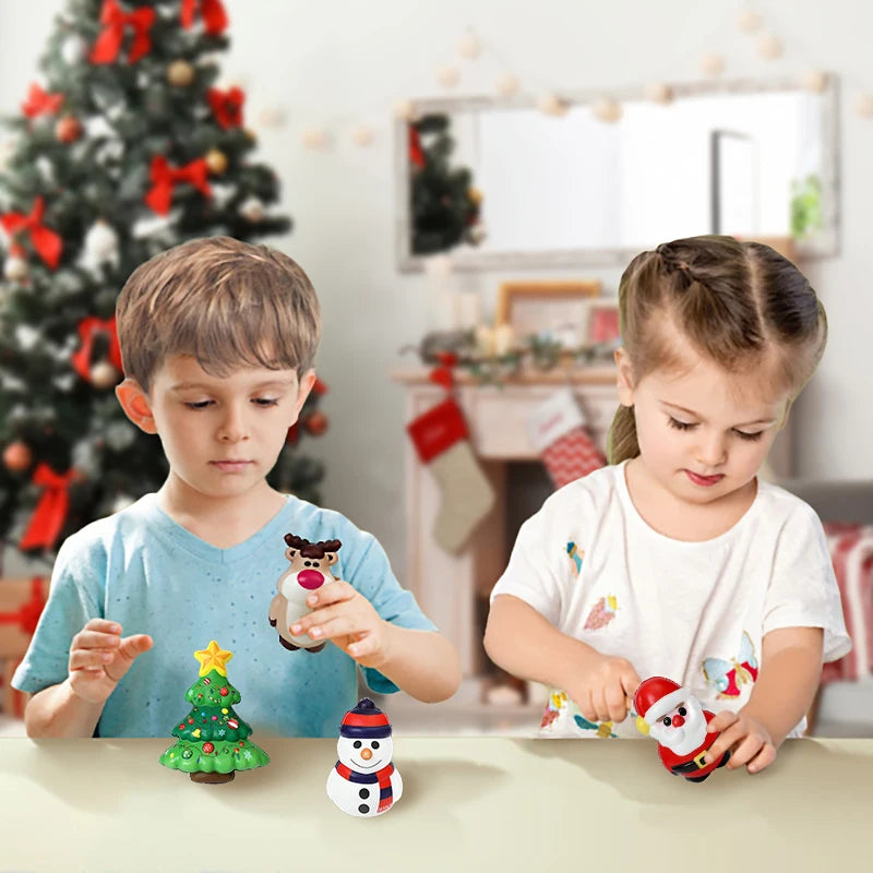 Christmas Squeeze Bounce Toy – Santa & Xmas Tree, 1-4 Pcs Squeeze Novelty Toy Babs