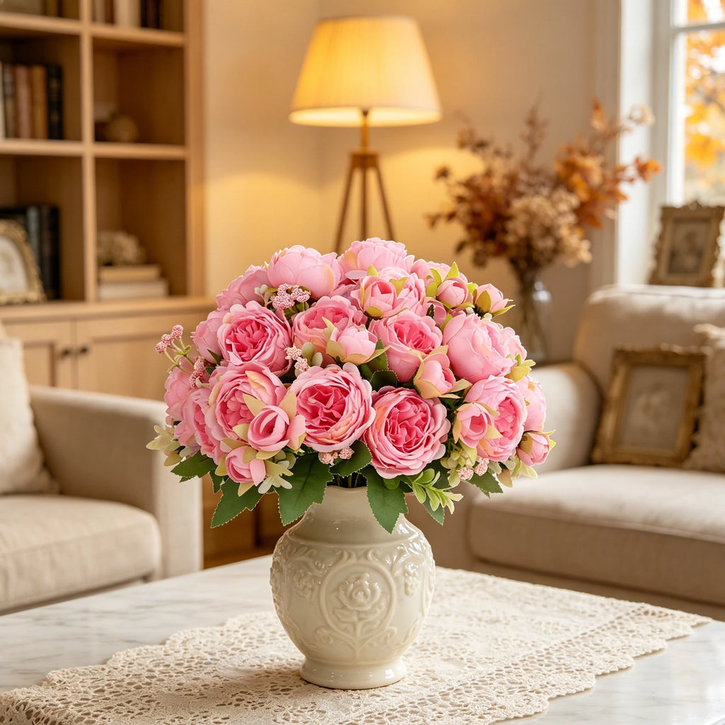 Silk Peony Rose Artificial Flower Bouquet – Wedding & Home Décor Artificial Flower Bouquet Babs