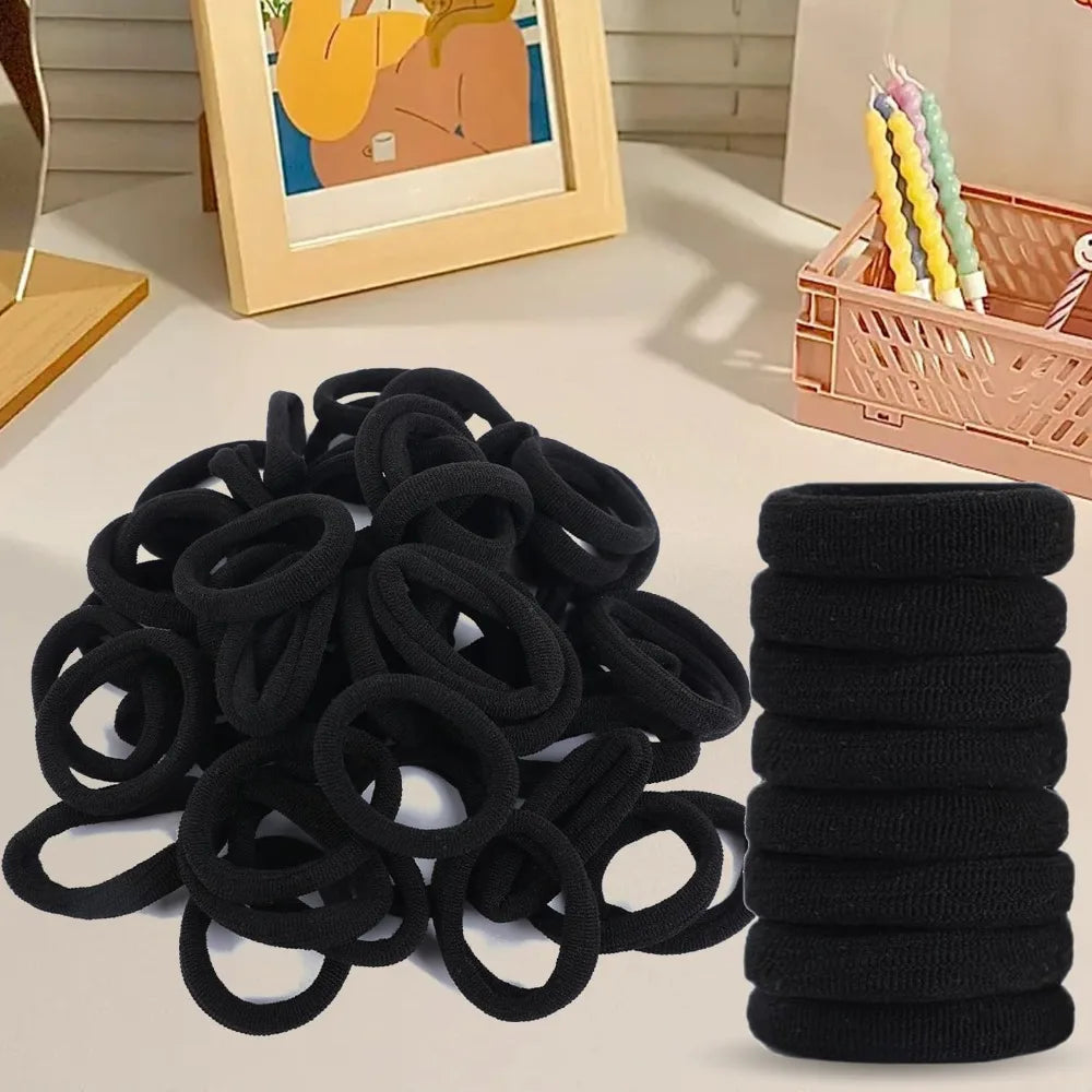 Seamless Black Hair Ties – No-Crease High Elastic Ponytail Bands Hair Ties Babs