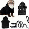 Pet Ferret Hooded Outfit with Leash – Warm Soft Walking Harness Pet Ferret Outfit Babs D