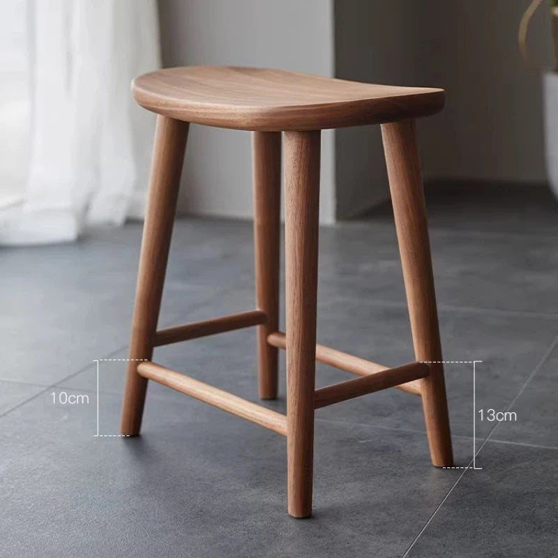 Nordic Solid Walnut Wood Dresser Stool – Modern Bedroom Seat Solid Wood Stool Babs