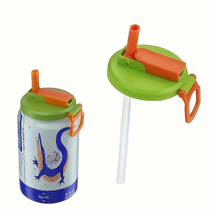 Reusable Soft Drink Can Lid with Straw – Soda, Juice & Beverages Drink Can Lid Babs Orange Green