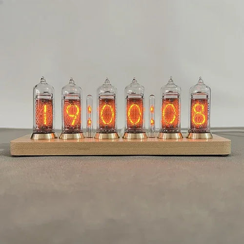 IN14 Nixie Tube Desk Clock – Retro Wood & Bluetooth | Oeny Nixie Tube Desk Clock Babs Maple