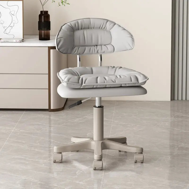Ergonomic Swivel Office Chair – Height Adjustable Tech Leather Ergonomic Office Chair Babs Light Grey