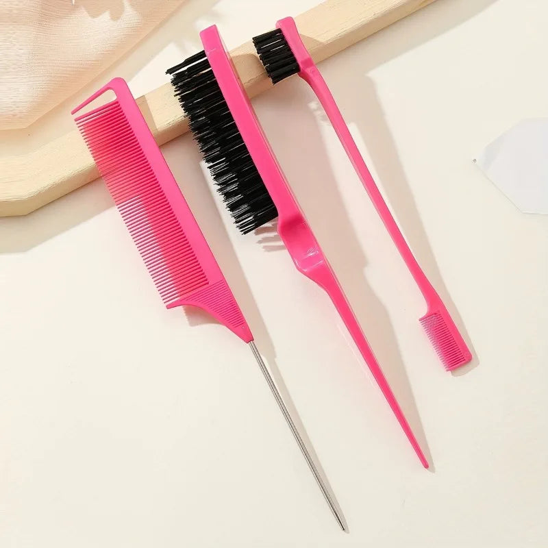 3-in-1 Hair Styling Set – Tail Comb, Edge & Eyebrow Brush Hair Styling Set Babs