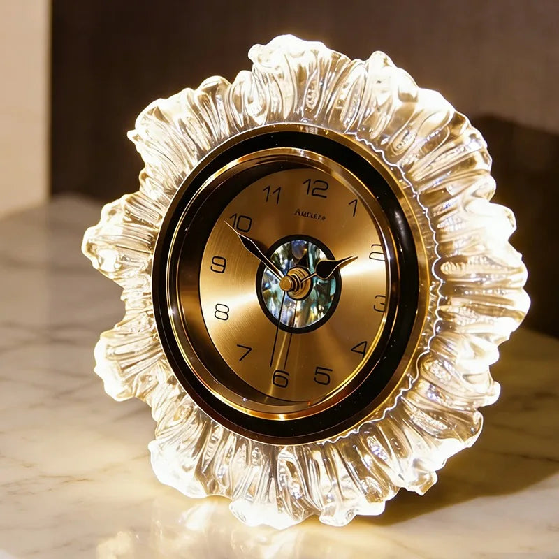 Luxury Silent Triangle Desk Clock with Backlight | Metal Decorative Desk Clock Babs