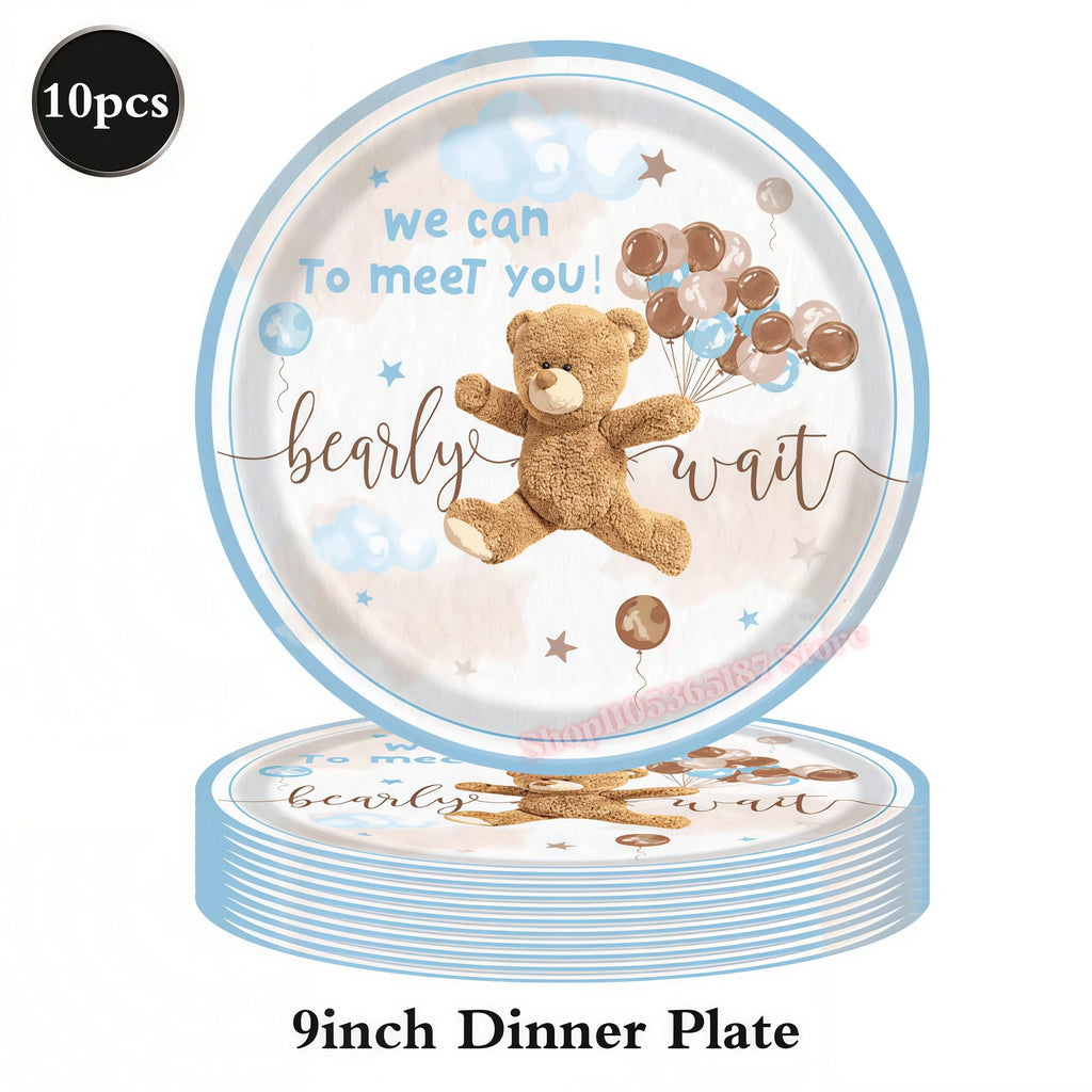 Bear Birthday Party Decoration Set – Plates, Napkins & Banner Party Decoration Set Babs 10pcs 9inch Plates others