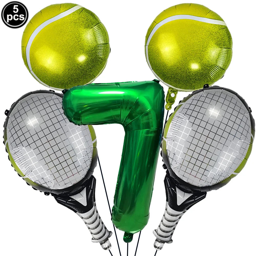 Tennis Party Balloon Kit – 18" Tennis & Racket Foil Balloons Party Balloon Kit Babs Number 7 As picture show