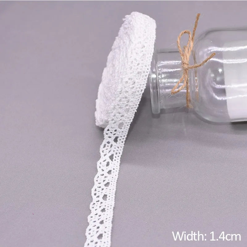 White Embroidered Lace Trim Ribbon 5/10 Yards – DIY Sewing Lace Trim Ribbon Babs 2-Width 1.4cm 5Yards