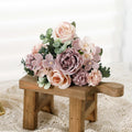 7-Head Silk Rose Peony Hydrangea Artificial Flower Bouquet Artificial Flower Bouquet Babs Purple 2