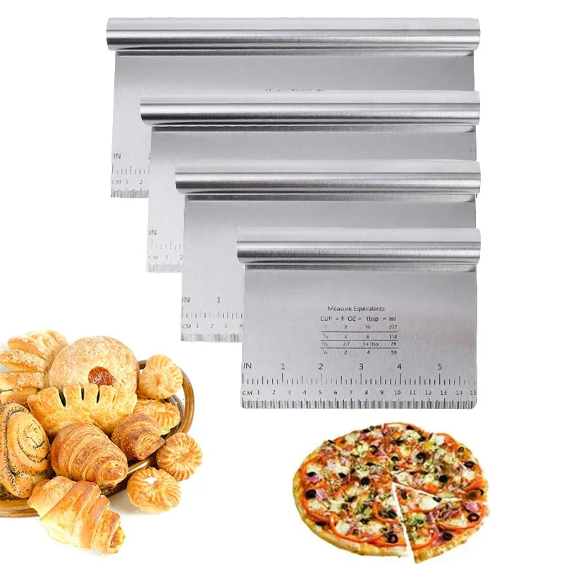 Stainless Steel Cake Scraper & Dough Cutter with Measuring Scale Dough Cutter & Scraper Babs