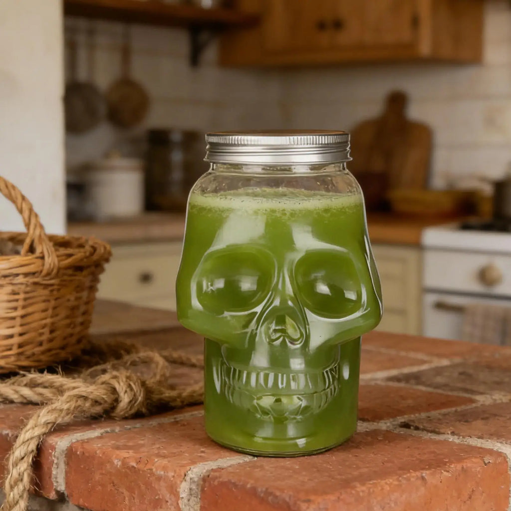 Skull Shaped Jar with Lid – Spooky Storage & Party Decor Decorative Storage Jar Babs
