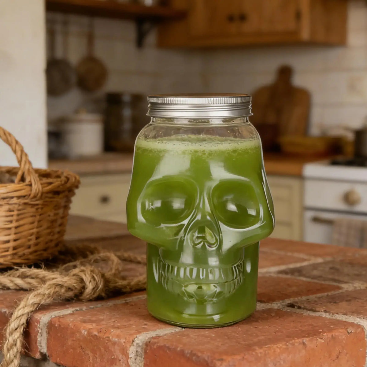 Skull Shaped Jar with Lid – Spooky Storage & Party Decor Decorative Storage Jar Babs