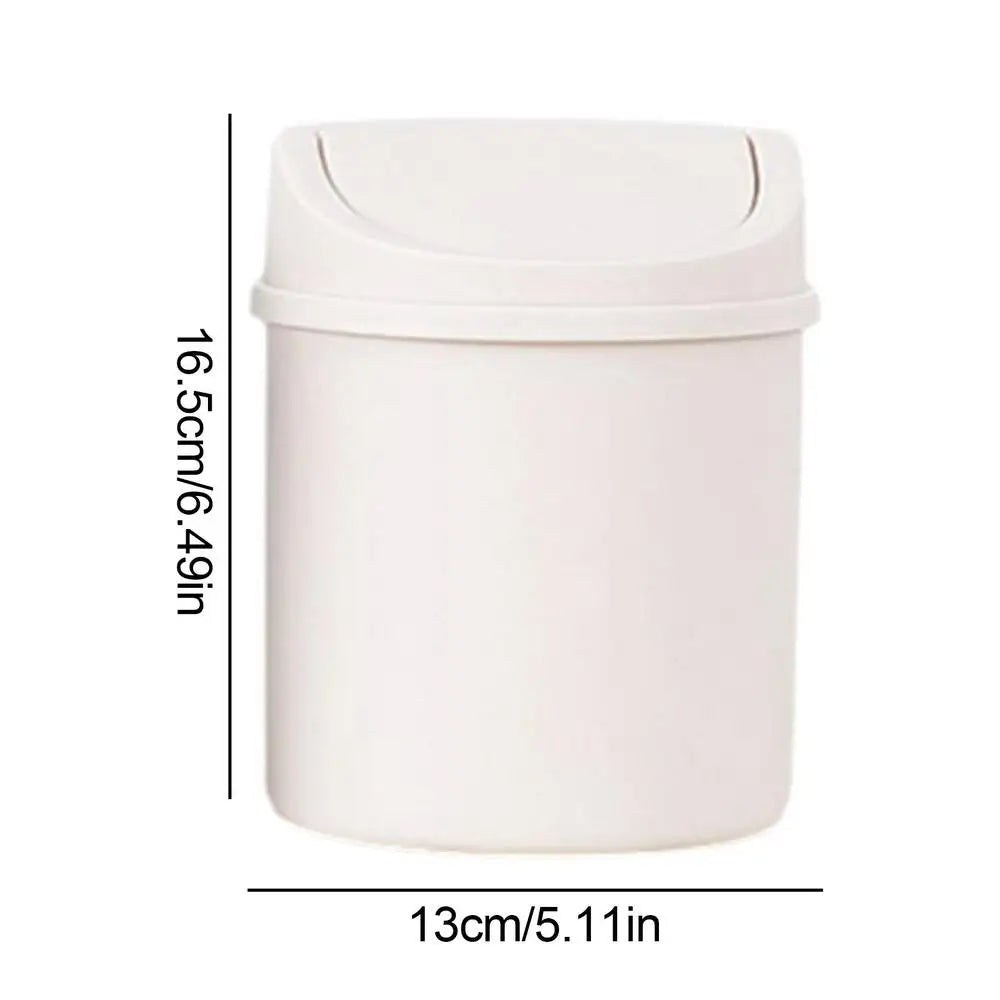 Mini Desktop Trash Can with Lid – Small Tabletop Waste Bin Desktop Trash Can Babs White