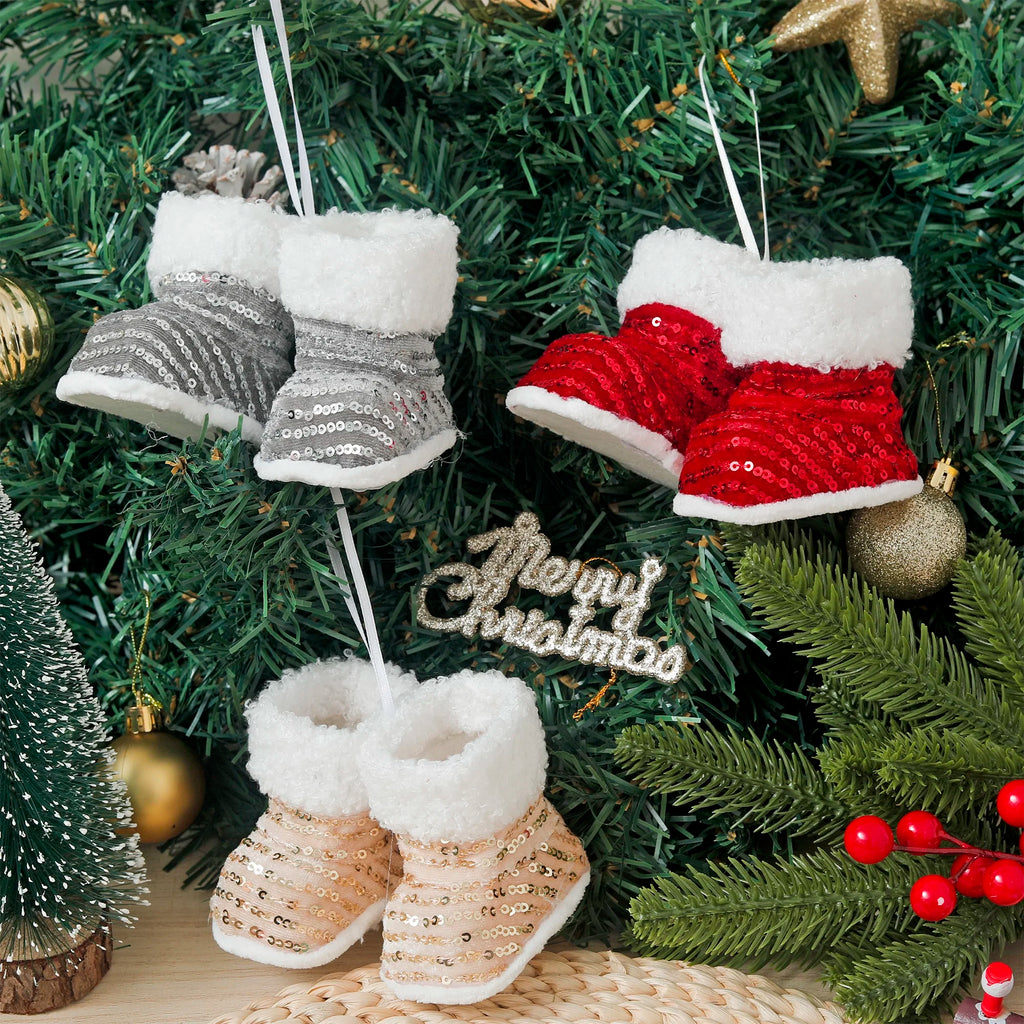 Shiny Christmas Boot Ornaments – Festive Xmas Tree Pendants Christmas Tree Ornament Babs