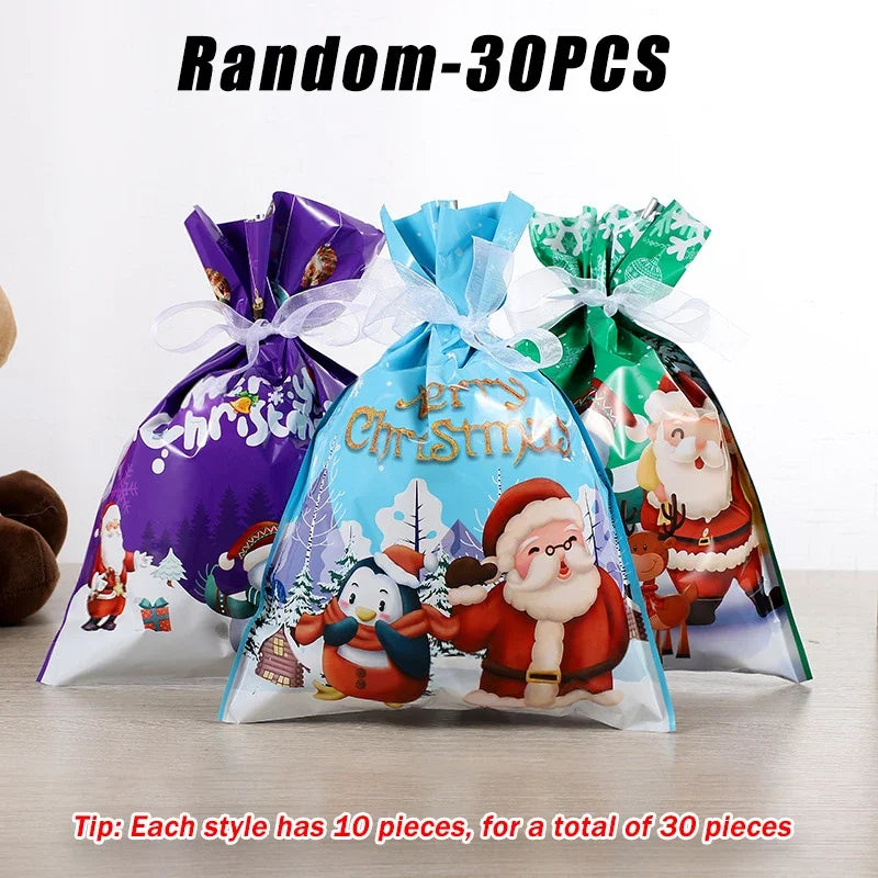 Christmas Drawstring Gift Bags for Candy, Cookies & Presents Christmas Gift Bags Babs As show MIXA 30PCS