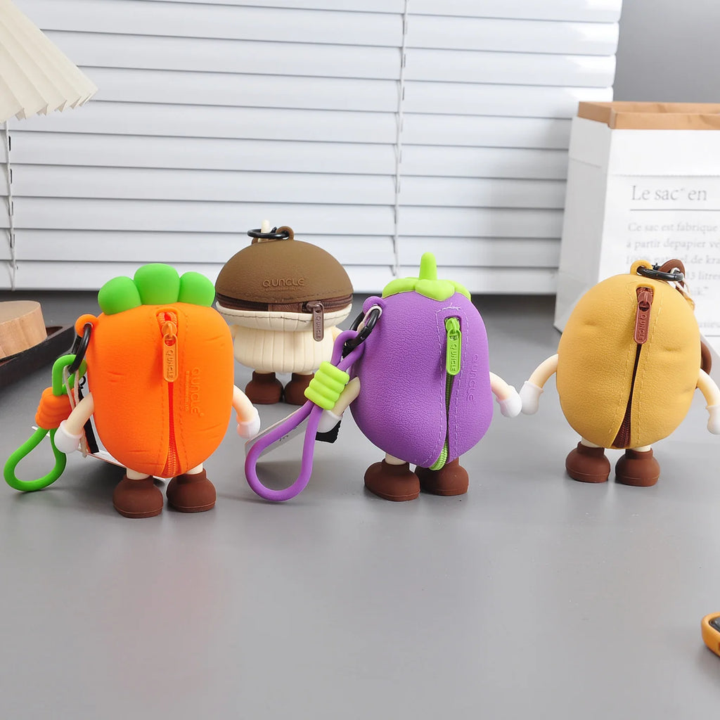 Cute Silicone Mini Purse Keychain – Vegetable Charm for Girls Keychain Purse Charm Babs