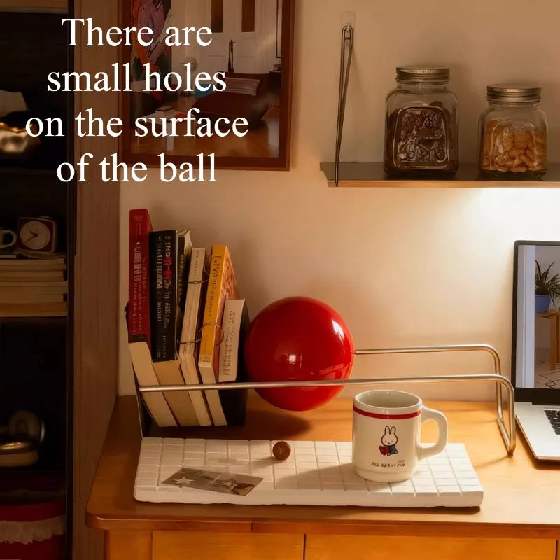 Gravity Ball Stainless Steel Book Stand | Modern Desk Bookshelf Desk Bookshelf Stand Babs Red Ball