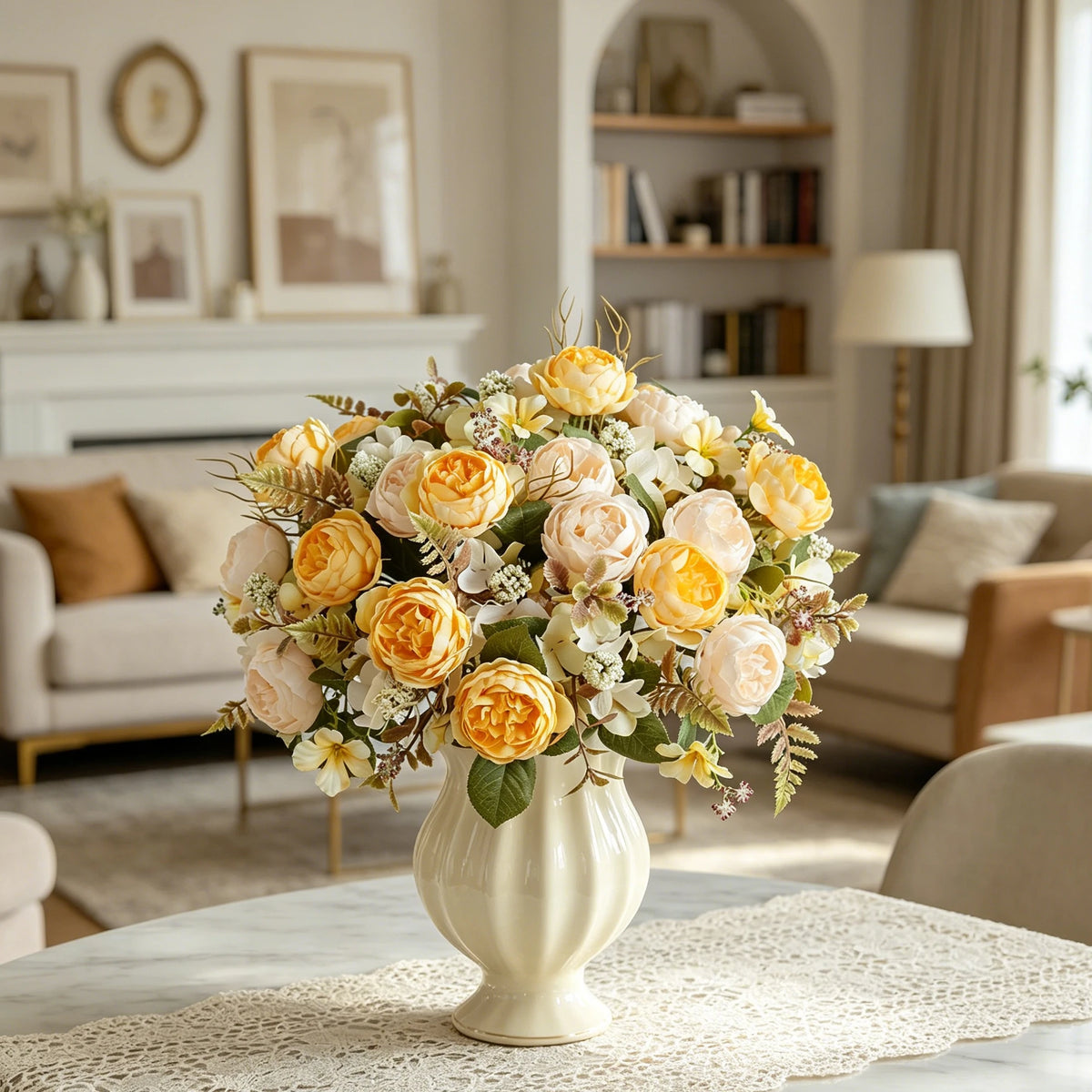 Artificial Silk Peony & Hydrangea Bouquet | Wedding Home Décor Artificial Flower Bouquet Babs