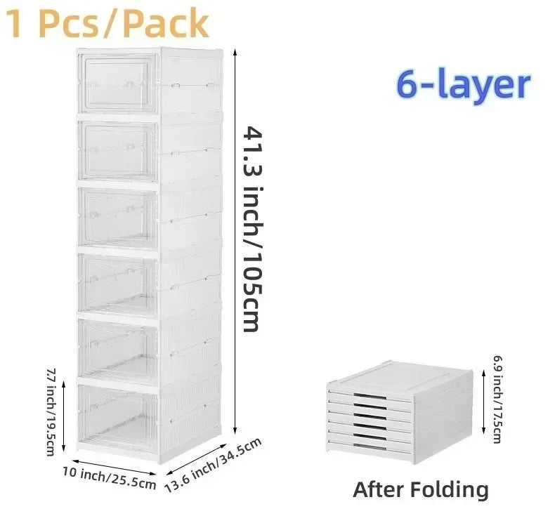 Clear Stackable Shoe Storage Boxes – Large Plastic Organizer Shoe Storage Organizer Babs 6-layer