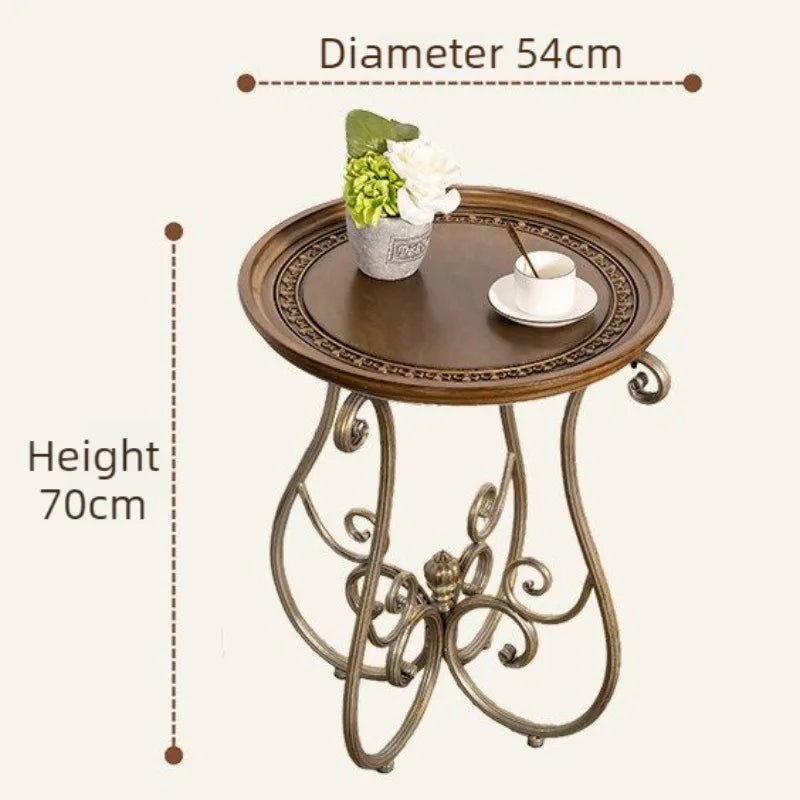 Retro Geometric Oak Side Table – Minimalist Sofa & Coffee Table Side Table Babs Round-70CM
