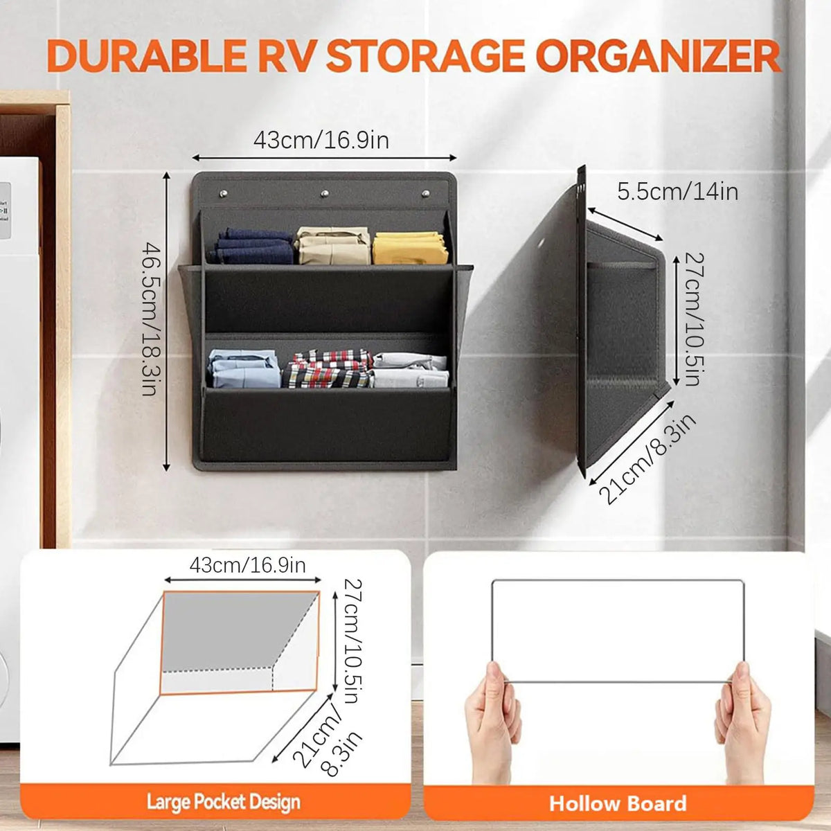 RV Door Shoe Rack – Deep Pocket Adhesive Wall Organizer Door Shoe Organizer Babs