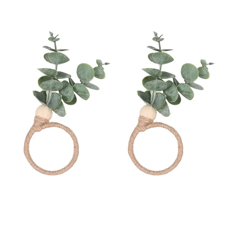 Eucalyptus Napkin Rings with Wood Beads | Wedding Table Décor Napkin Rings Babs 2Pcs