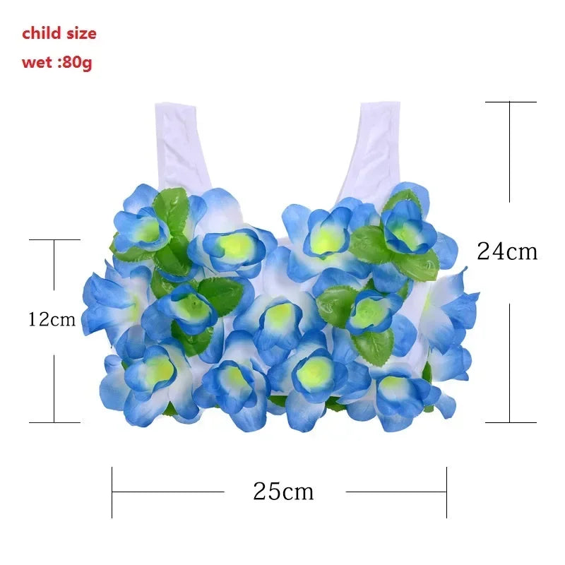Hawaii Flower Bra Camisole – Kids & Adults Hula Party Top Costume Camisole Babs
