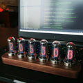 Nixie Glow Tube Desk Clock – Wood Base, RGB & Vintage Digital Nixie Tube Desk Clock Babs Black walnut IPS