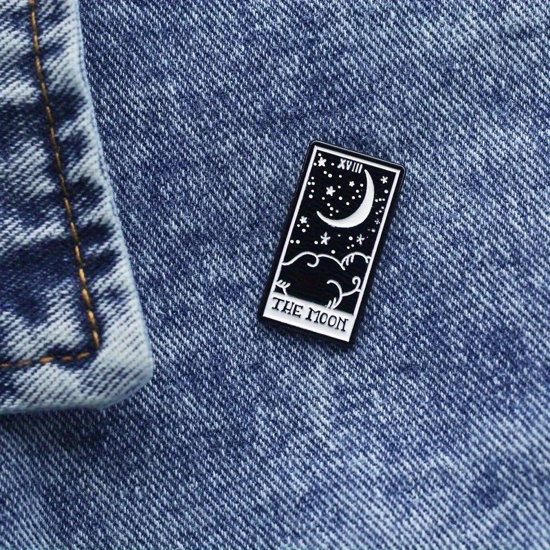 Tarot Card Star Moon Hard Enamel Pin – Alloy Brooch Badge Enamel Lapel Pin Babs