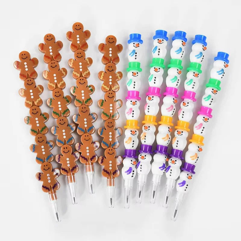 Christmas Snowman Stackable Block Pencils | Kids Party Favors Novelty Stationery Pencils Babs