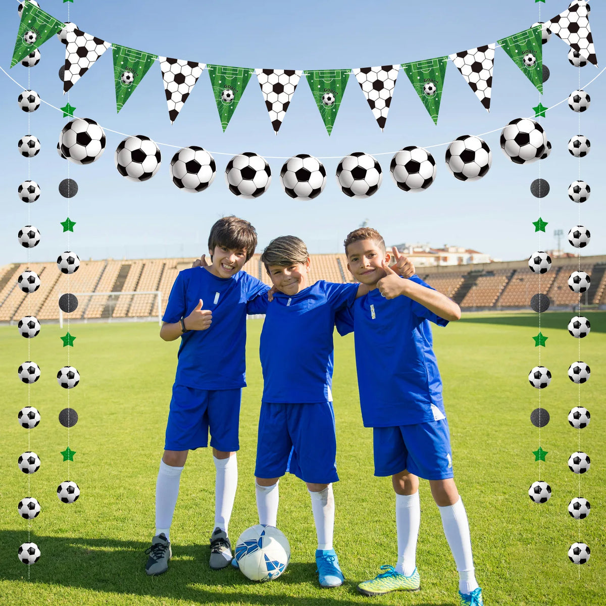 Soccer Party Banner Bunting – Football Birthday Decor Supplies Party Banner Bunting Babs