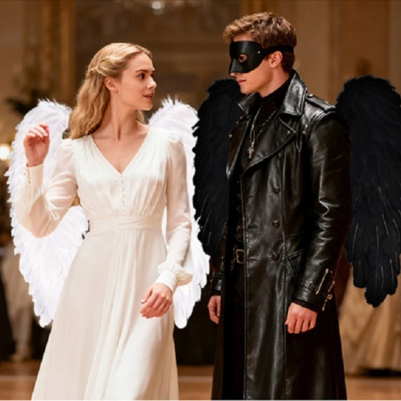 Angel Feather Wings Halloween Party Costume Props – Black & White Costume Wing Props Babs