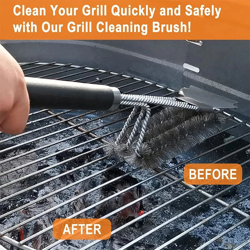 Stainless Steel Grill Brush & Scraper with Deluxe Handle Grill Cleaning Brush Babs