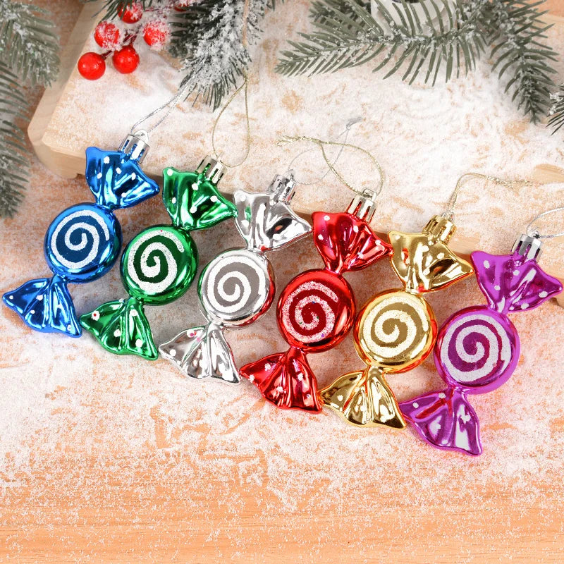 6-Piece Christmas Candy Tree Ornaments Set – Holiday Pendants Christmas Tree Ornaments Babs
