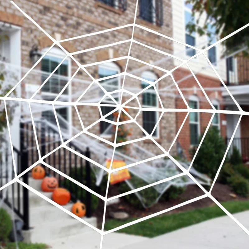 Giant Stretchy Halloween Spider Web Decoration – Black & White Halloween Cobweb Decoration Babs