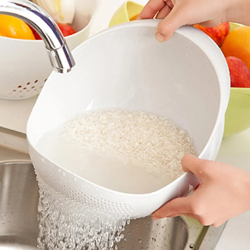 Colander Drain Basket with Handle – Rice, Fruit & Veggie Washing Kitchen Colander Babs
