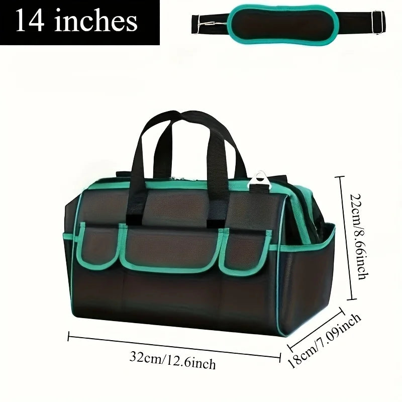 Heavy Duty Wide-Mouth Tool Bag | Large Zipper Organizer Tool Storage Bag Babs Thickened shoulder