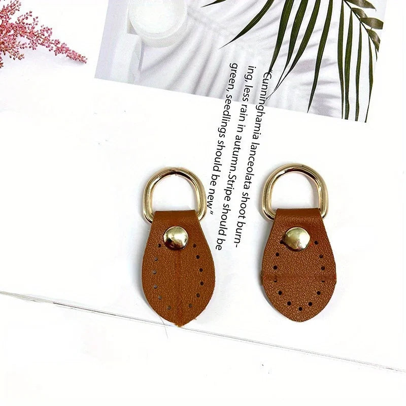 2PCS Leather D-Ring Buckle DIY Bag Strap Accessories | Multi-Color Leather Bag Hardware Babs Brown
