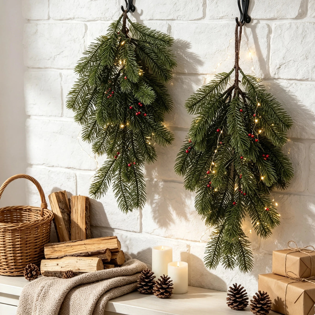Artificial Pine Needle Vine Christmas Hanging Decor 1-2pcs Artificial Vine Decor Babs